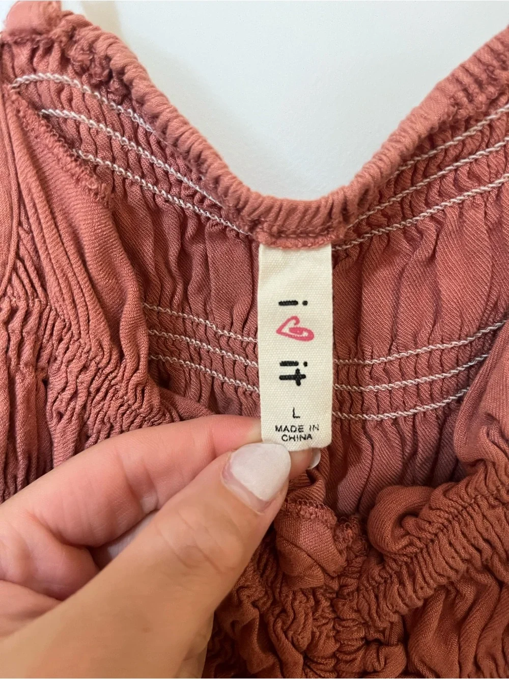 Smocked Drawstring Cami Tank Top - Rust - Picture 2 of 2
